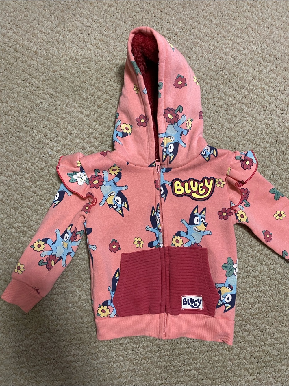 Bluey girls size 3T adorable hooded zip up jacket